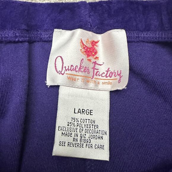 Quacker Factory Lounge Set Womens Large Purple Velour Rhinestone Cozy Pants - Picture 13 of 16